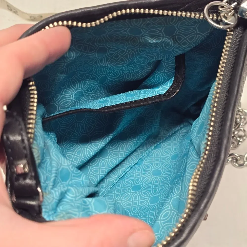 Stella & Dot Black Genuine Leather Crossbody Purse With Tassel Boho Grange Rock